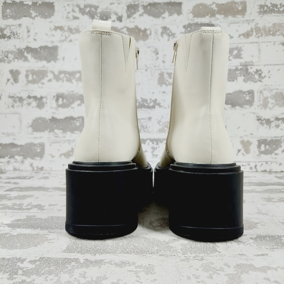 NEW Bp. Milo White Faux Leather Zip Up Platform Ankle Boots W668 - Picture 6 of 12